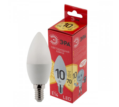 Лампа светодиодная Эра E14 10W 2700K LED B35-10W-827-E14 R Б0049641 Лампа светодиодная Эра E14 10W 2700K LED B35-10W-827-E14 R Б0049641