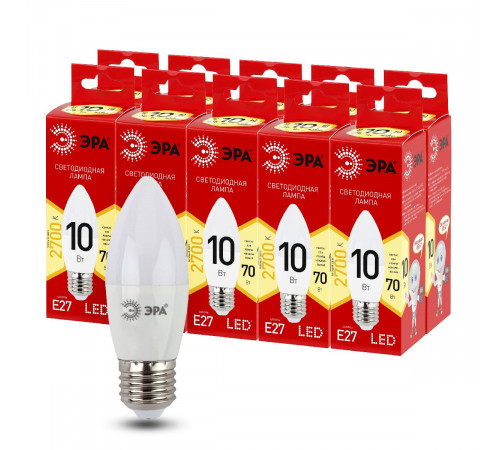 Лампа светодиодная Эра E27 10W 2700K LED B35-10W-827-E27 R Б0052377 Лампа светодиодная Эра E27 10W 2700K LED B35-10W-827-E27 R Б0052377