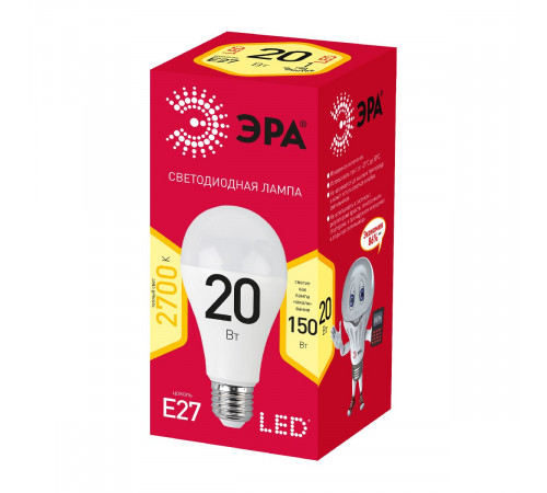 Лампа светодиодная Эра E27 20W 2700K LED A65-20W-827-E27 R Б0050687 Лампа светодиодная Эра E27 20W 2700K LED A65-20W-827-E27 R Б0050687