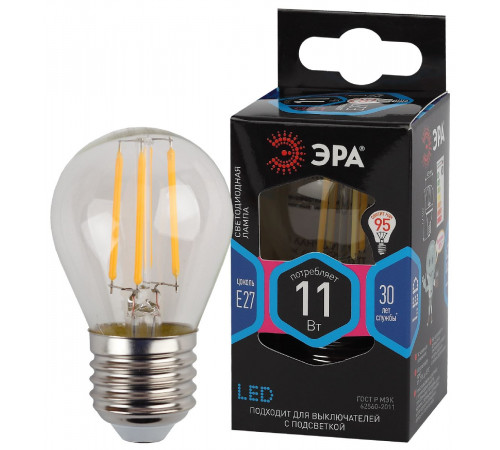 Лампа светодиодная Эра E27 11W 4000K F-LED P45-11w-840-E27 Б0047015 Лампа светодиодная Эра E27 11W 4000K F-LED P45-11w-840-E27 Б0047015