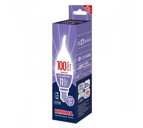 Лампа светодиодная Volpe Norma LED-CW37-11W/6500K/E14/FR/NR UL-00010991 Лампа светодиодная Volpe Norma LED-CW37-11W/6500K/E14/FR/NR UL-00010991