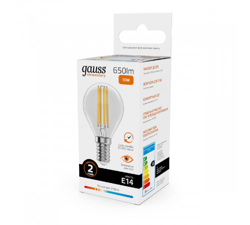 Лампа светодиодная Gauss Filament Elementary E14 10W 2700K 52110