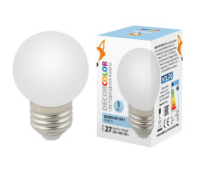 Лампа декоративная светодиодная (UL-00005806) Volpe E27 1W 6000K матовая LED-G45-1W/6000K/E27/FR/С
