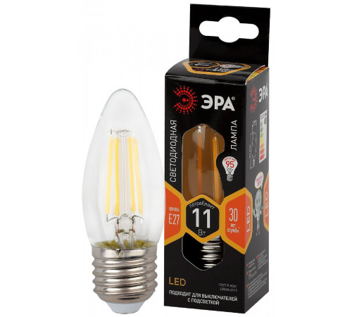 Лампа светодиодная Эра E27 11W 2700K F-LED B35-11w-827-E27 Б0046986 Лампа светодиодная Эра E27 11W 2700K F-LED B35-11w-827-E27 Б0046986