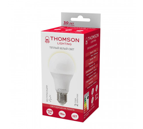 Лампа светодиодная Thomson E27 19W 3000K груша матовая TH-B2347 Лампа светодиодная Thomson E27 19W 3000K груша матовая TH-B2347