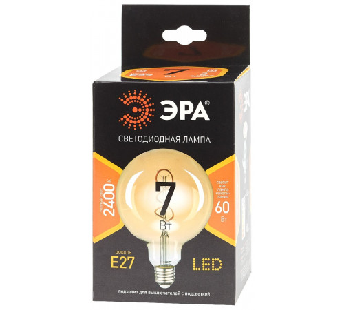 Лампа светодиодная Эра E27 7W 2400K F-LED G95-7W-824-E27 spiral gold Б0047663 Лампа светодиодная Эра E27 7W 2400K F-LED G95-7W-824-E27 spiral gold Б0047663