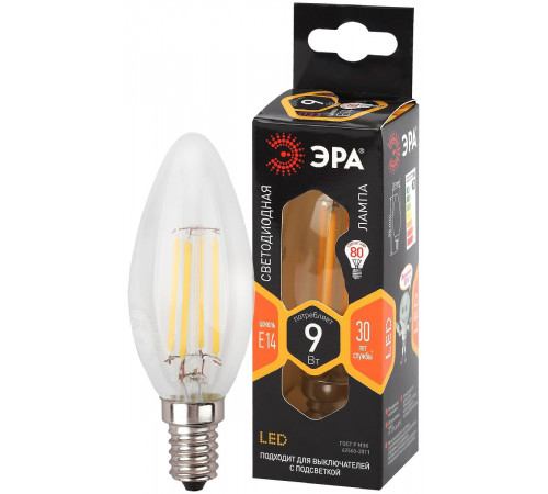 Лампа светодиодная Эра E14 9W 2700K F-LED B35-9w-827-E14 Б0046991 Лампа светодиодная Эра E14 9W 2700K F-LED B35-9w-827-E14 Б0046991