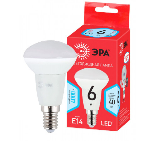 Лампа светодиодная Эра E14 6W 4000K LED R50-6W-840-E14 R Б0050700 Лампа светодиодная Эра E14 6W 4000K LED R50-6W-840-E14 R Б0050700