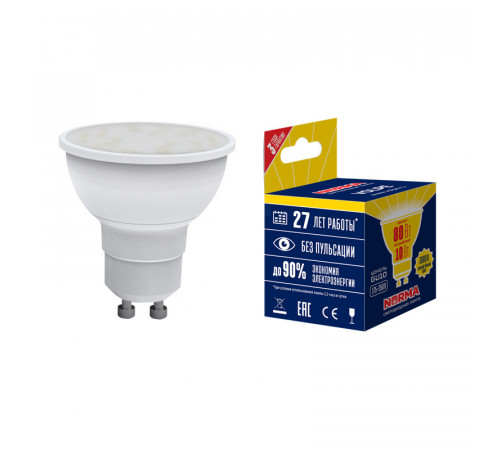 Лампа светодиодная (UL-00003842) Volpe GU10 10W 3000K матовая LED-JCDR-10W/WW/GU10/NR Лампа светодиодная (UL-00003842) Volpe GU10 10W 3000K матовая LED-JCDR-10W/WW/GU10/NR