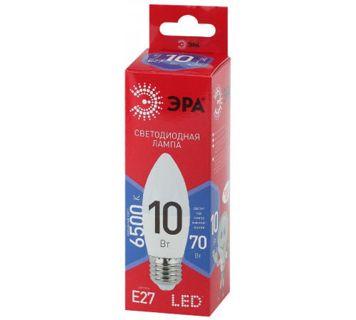 Лампа светодиодная Эра E27 10W 6500K LED B35-10W-865-E27 R Б0045338 Лампа светодиодная Эра E27 10W 6500K LED B35-10W-865-E27 R Б0045338