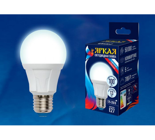 Лампа светодиодная (UL-00005030) Uniel E27 13W 3000K матовая LED-A60 13W/3000K/E27/FR PLP01WH Лампа светодиодная (UL-00005030) Uniel E27 13W 3000K матовая LED-A60 13W/3000K/E27/FR PLP01WH