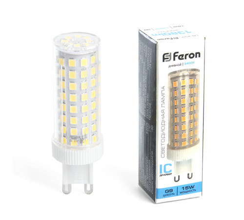Лампа светодиодная Feron G9 15W 6400K капсульная LB-437 38214 Лампа светодиодная Feron G9 15W 6400K капсульная LB-437 38214