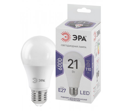 Лампа светодиодная Эра E27 21W 6000K LED A65-21W-860-E27 Б0035333 Лампа светодиодная Эра E27 21W 6000K LED A65-21W-860-E27 Б0035333