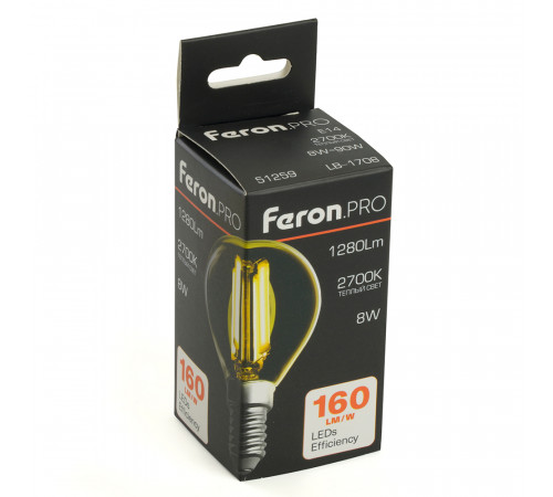 Лампа светодиодная Feron LB-1708 E14 8W 2700K 51259 Лампа светодиодная Feron LB-1708 E14 8W 2700K 51259