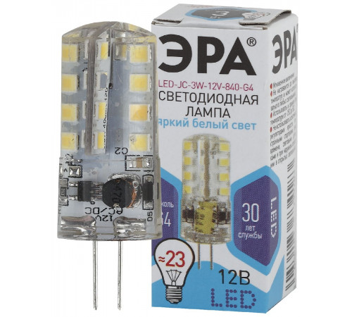 Лампа светодиодная Эра G4 3W 4000K LED JC-3W-12V-840-G4 Б0033194 Лампа светодиодная Эра G4 3W 4000K LED JC-3W-12V-840-G4 Б0033194