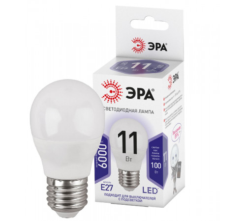 Лампа светодиодная Эра E27 11W 6000K LED P45-11W-860-E27 Б0032991 Лампа светодиодная Эра E27 11W 6000K LED P45-11W-860-E27 Б0032991