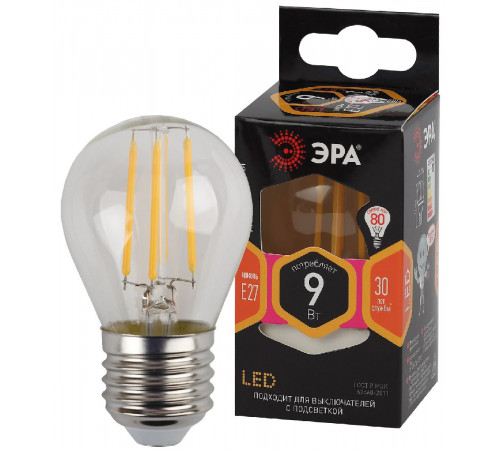 Лампа светодиодная Эра E27 9W 2700K F-LED P45-9w-827-E27 Б0047023 Лампа светодиодная Эра E27 9W 2700K F-LED P45-9w-827-E27 Б0047023