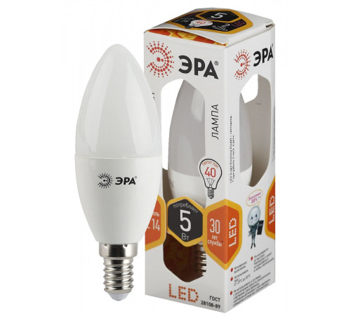 Лампа светодиодная Эра E14 5W 2700K LED B35-5W-827-E14 Б0018871 Лампа светодиодная Эра E14 5W 2700K LED B35-5W-827-E14 Б0018871