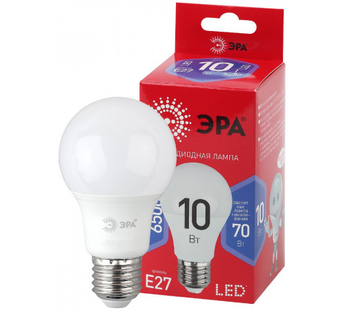 Лампа светодиодная Эра E27 10W 6500K LED A60-10W-865-E27 R Б0045324 Лампа светодиодная Эра E27 10W 6500K LED A60-10W-865-E27 R Б0045324