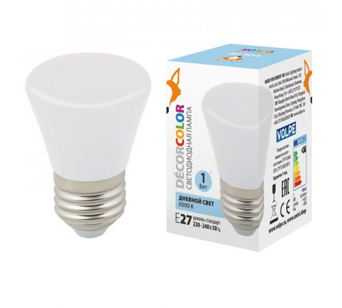 Лампа светодиодная Volpe Decor color LED-D45-1W/6000K/E27/FR/С BELL UL-00005804