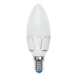 Лампа светодиодная (UL-00002413) Uniel E14 7W 3000K матовая LED-C37 7W/WW/E14/FR PLP01WH
