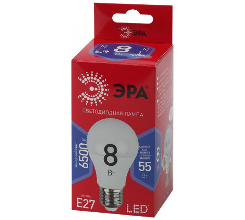 Лампа светодиодная Эра E27 8W 6500K LED A60-8W-865-E27 R Б0045323 Лампа светодиодная Эра E27 8W 6500K LED A60-8W-865-E27 R Б0045323