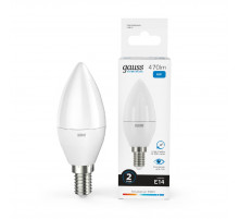 Лампа светодиодная Gauss E14 6W 6500K свеча матовая 33136