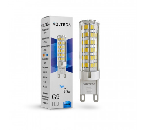 Светодиодная лампа Voltega Simple Capsule 7W 4000K G9 7188 Светодиодная лампа Voltega Simple Capsule 7W 4000K G9 7188