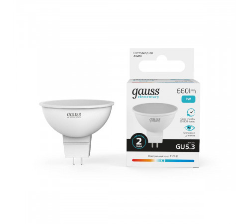 Лампа светодиодная Gauss GU5.3 9W 4100K матовая 13529 Лампа светодиодная Gauss GU5.3 9W 4100K матовая 13529