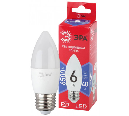Лампа светодиодная Эра E27 6W 6500K LED B35-6W-865-E27 R Б0045340 Лампа светодиодная Эра E27 6W 6500K LED B35-6W-865-E27 R Б0045340