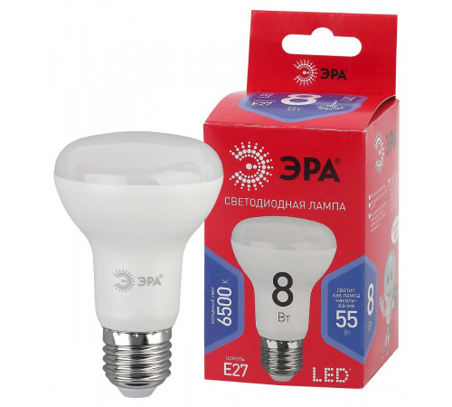 Лампа светодиодная Эра E27 8W 6500K LED R63-8W-865-E27 R Б0045336 Лампа светодиодная Эра E27 8W 6500K LED R63-8W-865-E27 R Б0045336