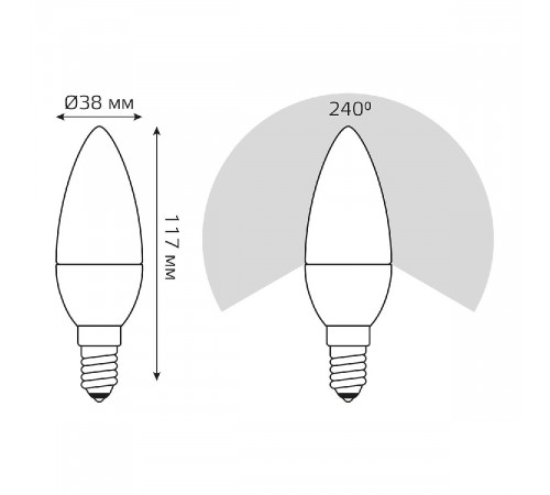 Лампа светодиодная Gauss E14 12W 6500K свеча матовая 33132 Лампа светодиодная Gauss E14 12W 6500K свеча матовая 33132