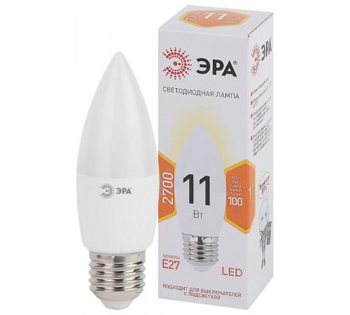 Лампа светодиодная Эра E27 11W 2700K LED B35-11W-827-E27 Б0032981 Лампа светодиодная Эра E27 11W 2700K LED B35-11W-827-E27 Б0032981