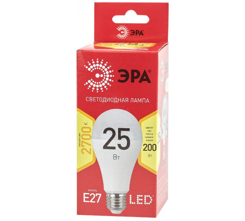 Лампа светодиодная Эра E27 25W 2700K LED A65-25W-827-E27 R Б0048009 Лампа светодиодная Эра E27 25W 2700K LED A65-25W-827-E27 R Б0048009