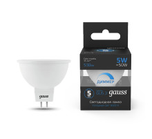 Лампа светодиодная Gauss GU5.3 5W 6500K матовая 101505305