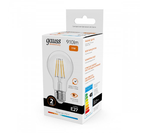 Лампа светодиодная Gauss Filament Elementary E27 11W 2700K 22211 Лампа светодиодная Gauss Filament Elementary E27 11W 2700K 22211