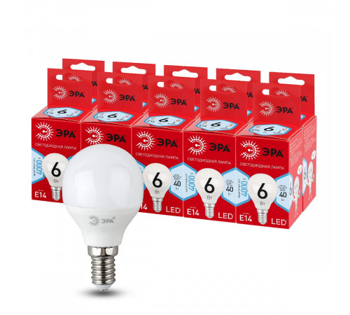 Лампа светодиодная Эра E14 6W 4000K LED P45-6W-840-E14 R Б0052443 Лампа светодиодная Эра E14 6W 4000K LED P45-6W-840-E14 R Б0052443