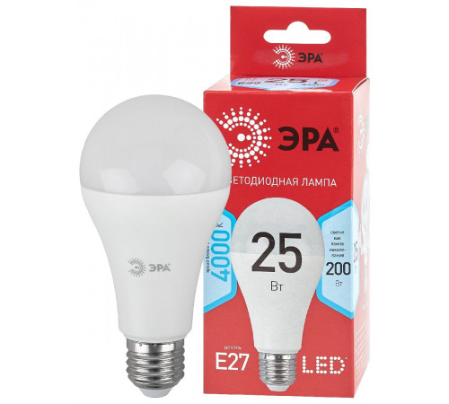 Лампа светодиодная Эра E27 25W 4000K LED A65-25W-840-E27 R Б0048010 Лампа светодиодная Эра E27 25W 4000K LED A65-25W-840-E27 R Б0048010