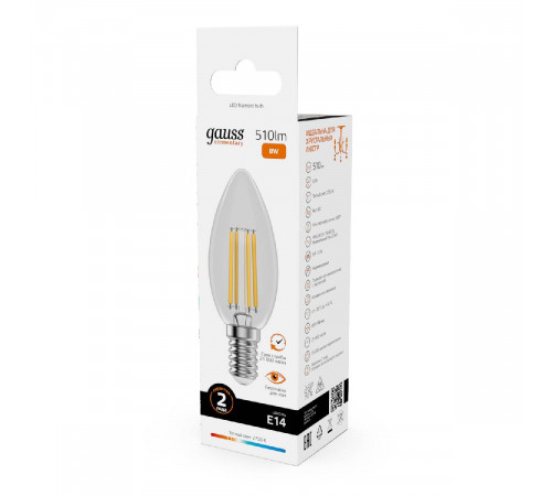 Лампа светодиодная Gauss Filament Elementary E14 8W 2700K 32118 Лампа светодиодная Gauss Filament Elementary E14 8W 2700K 32118