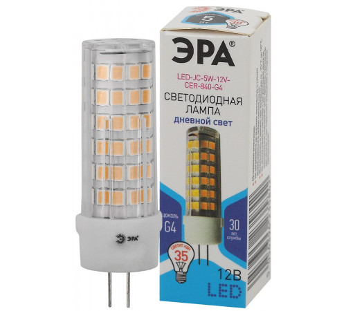 Лампа светодиодная Эра G4 5W 4000K LED JC-5W-12V-CER-840-G4 Б0049088 Лампа светодиодная Эра G4 5W 4000K LED JC-5W-12V-CER-840-G4 Б0049088