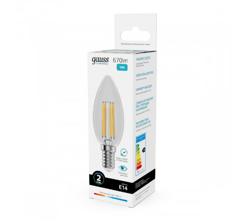 Лампа светодиодная Gauss Filament Elementary E14 10W 4100K 32120 Лампа светодиодная Gauss Filament Elementary E14 10W 4100K 32120