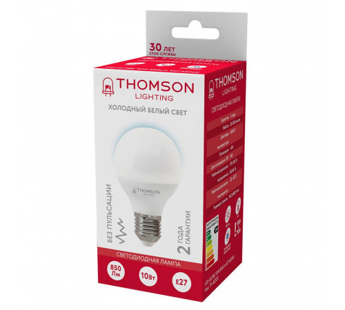 Лампа светодиодная Thomson E27 10W 6500K шар матовый TH-B2320 Лампа светодиодная Thomson E27 10W 6500K шар матовый TH-B2320