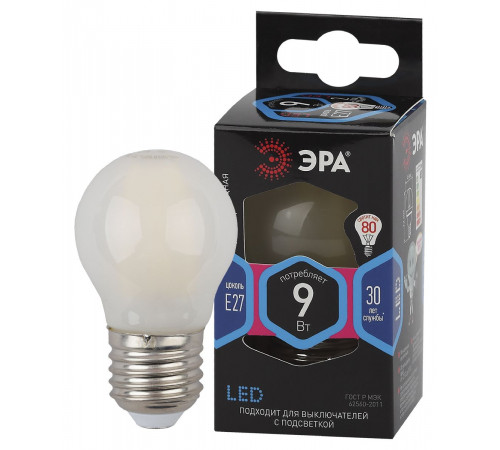 Лампа светодиодная Эра E27 9W 4000K F-LED P45-9w-840-E27 frost Б0047030