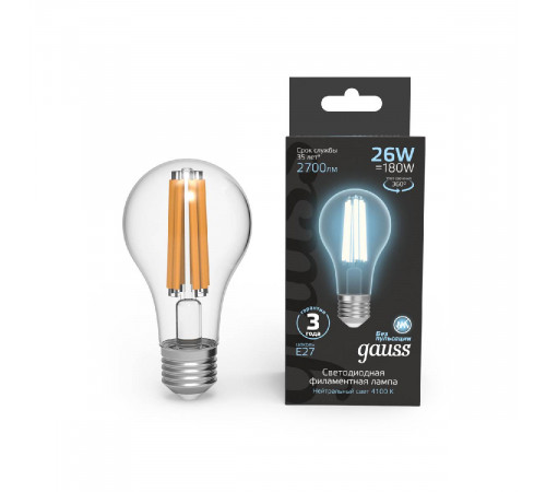 Лампа светодиодная Gauss Filament E27 26W 4100K 102902226 Лампа светодиодная Gauss Filament E27 26W 4100K 102902226