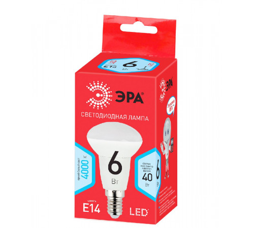 Лампа светодиодная Эра E14 6W 4000K LED R50-6W-840-E14 R Б0050700 Лампа светодиодная Эра E14 6W 4000K LED R50-6W-840-E14 R Б0050700
