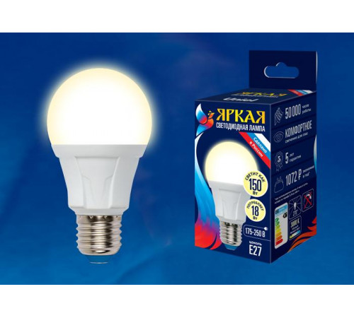 Лампа светодиодная (UL-00005035) Uniel E27 16W 6500K матовая LED-A60 16W/6500K/E27/FR PLP01WH