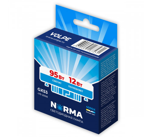 Лампа светодиодная Volpe Norma LED-GX53-12W/4000K/GX53/FR/NR UL-00011430 Лампа светодиодная Volpe Norma LED-GX53-12W/4000K/GX53/FR/NR UL-00011430