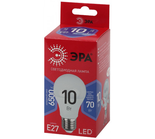 Лампа светодиодная Эра E27 10W 6500K LED A60-10W-865-E27 R Б0045324 Лампа светодиодная Эра E27 10W 6500K LED A60-10W-865-E27 R Б0045324