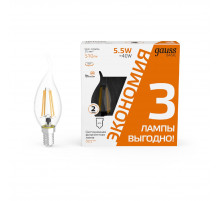 Лампа светодиодная Gauss Basic Filament E14 5,5W 2700K 1041116T