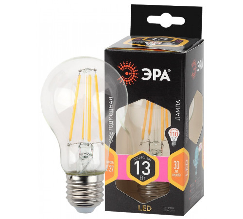 Лампа светодиодная Эра E27 13W 2700K F-LED A60-13W-827-E27 Б0035027 Лампа светодиодная Эра E27 13W 2700K F-LED A60-13W-827-E27 Б0035027